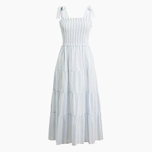 J. Crew White and Blue Midi Dress with Elegant Design